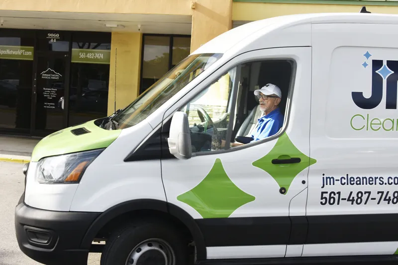 The JM Cleaners pickup and delivery van