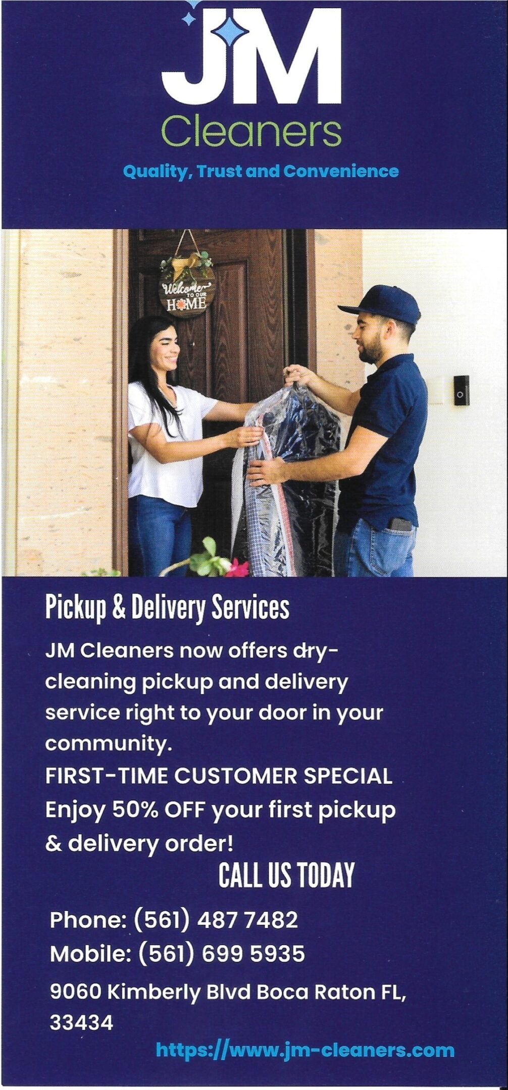 JM Cleaners pickup and delivery to your door